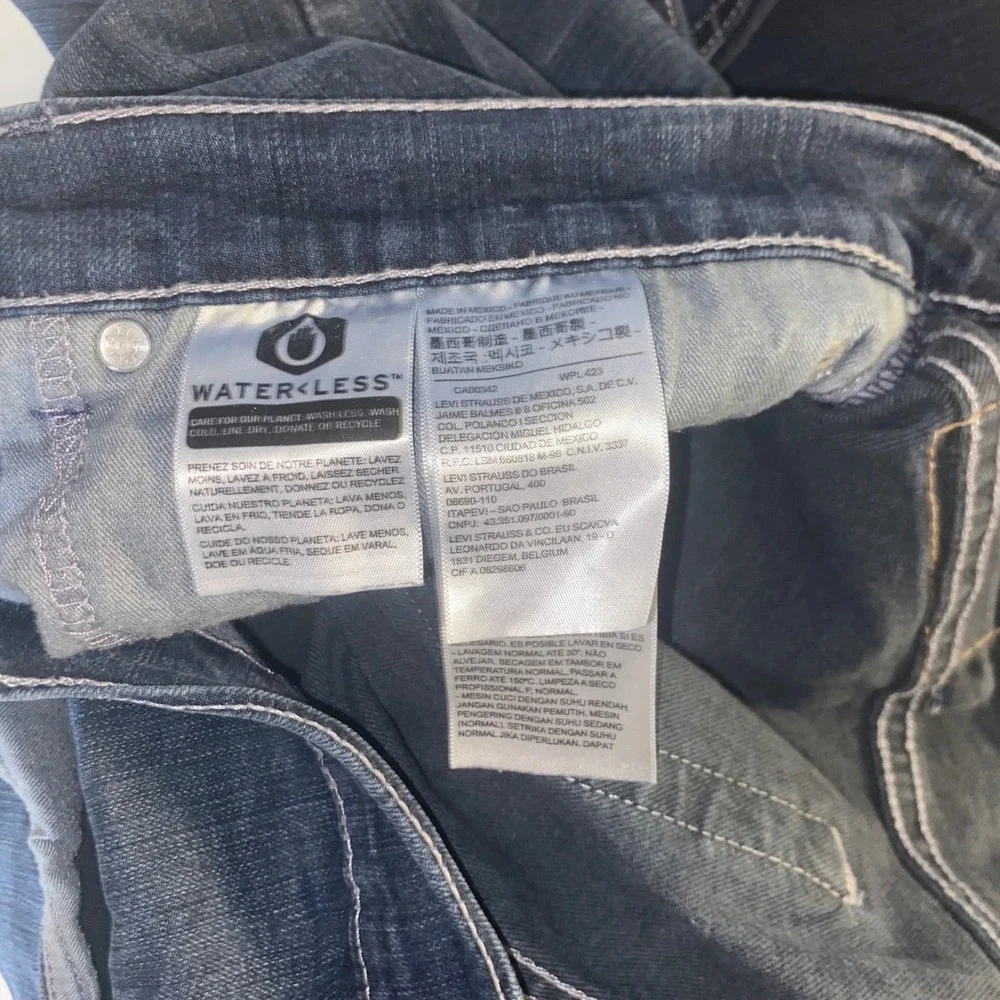 Levis 505 Regular Fit Straight Leg Jeans Mens 38x30 Dark Wash Blue Waterless